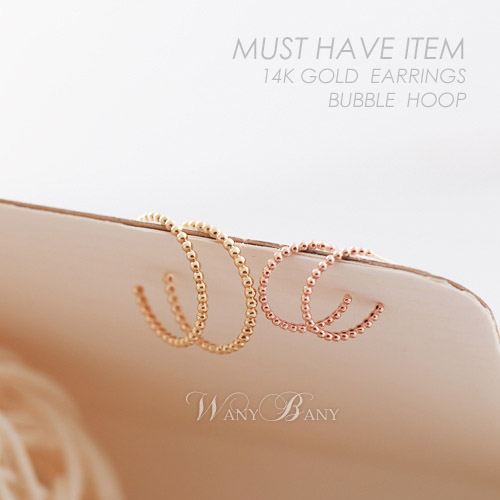 ▒14K GOLD▒ Bubble Hoop Earrings